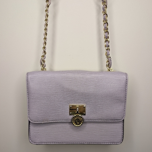 Anne Klein Lavender Textured Crossbody Bag Gold Chain Medallion - Picture 4 of 14